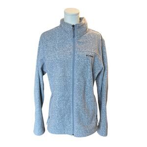Columbia grey full zip fleece jacket Large ski Layerable outdoor